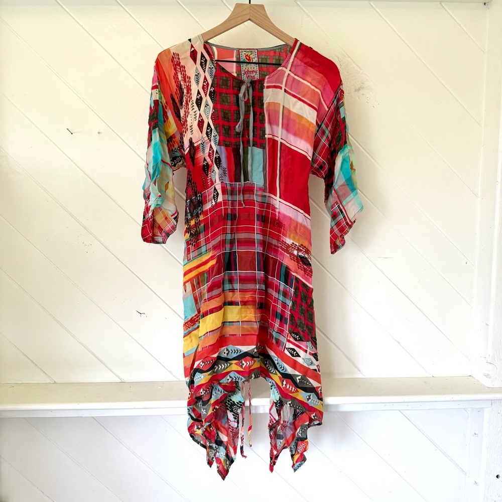 Johnny Was plaid scarf dress